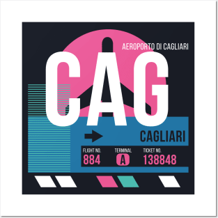 Cagliari (CAG) Airport // Sunset Baggage Tag Posters and Art